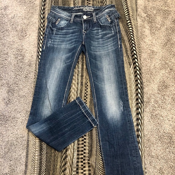 Express Denim - Express ReRock Straight medium blue wash jeans 4R
